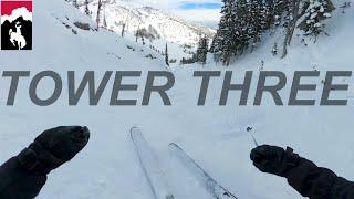 skiing TOWER THREE CHUTE at JACKSON HOLE