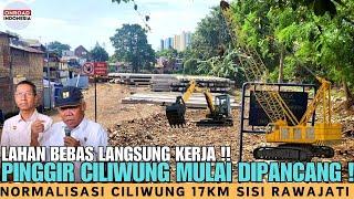 Lahan BEBAS Langung KERJA  Tiang Beton Mulai DIPANCANG NORMALISASI CILIWUNG RAWAJATI