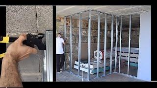  Drywall Partition ▶︎ How to Build a Metal Framed Wall and Install a Sliding Door Drawer