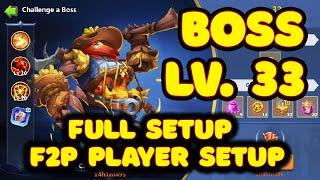 HOW TO KILL LV. 33 BOSS  FULL F2P SETUP  CASTLE CLASH