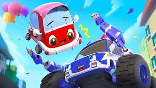 Save the Baby Car Police Car  Safety Tips  Monster Truck  Car Cartoon  Kids Songs  BabyBus