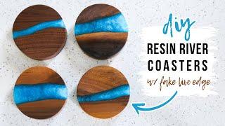 DIY Resin River Coasters With FAUX” Live Edge Wood