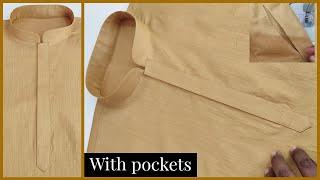 How to Sew a kurta  full video with side pockets  perfect kurta stitching with attache pockets 