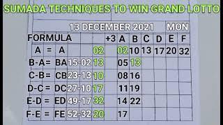 #POWERFUL #SUMADA #TECHNIQUES TO #WIN #GRAND #LOTTO - 13 DECEMBER 2021 #DRAW