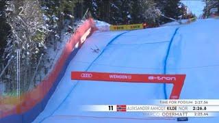 Aleksander Aamodt Kilde ski crash Wengen at 145kmh️
