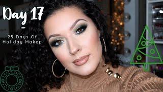 Day 17 of 25 Days of Holiday Makeup  Green and Gold Glam