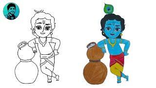 How to Draw Little Krishna  Drawing for  Beginners