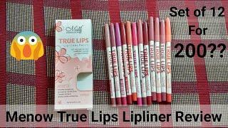 Menow True Lips Lipliner Review & Swatches  Affordable Lip Liner