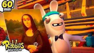 The Rabbids took Mona Lisa  RABBIDS INVASION  1H New compilation  Cartoon for Kids