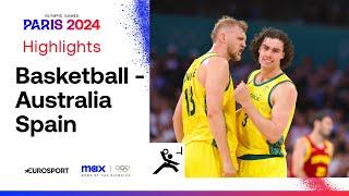 Australia 92-80 Spain - Group A Mens Basketball Highlights  Paris 2024 Olympics  #Paris2024