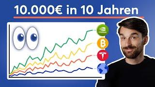 Was wurde aus 10.000€ in 10 Jahren? MSCI World NVIDIA Bitcoin DAX Tagesgeld ETF 7030 & mehr