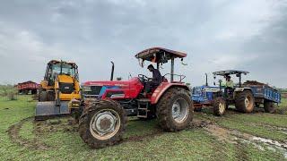 Mahindra 4x4 and Swaraj 744 FE 4wd Stuck in Mud Pulling by Arjun NOVO and JCB 3dx