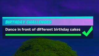 Dance in front of different Birthday Cakes - ALL LOCATIONS Fortnite Battle Royale