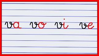 écriture cursive  apprendre à écrire le français  écrire les syllabes avec la lettre v