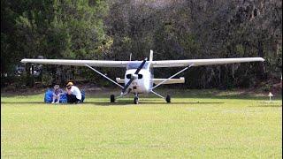 Fly-In to a Private Grass Runway - Watching LOW PASSES