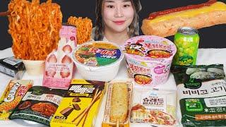 다양한 편의점 음식 먹방 MUKBANG 불닭볶음면 육게장사발면 삼각김밥 샌드위치 빼빼로