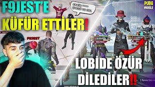 F9JESTE KÜFÜR ETTİLERLOBİDE ÖZÜR DİLETTİRDİM  PUBG MOBİLE