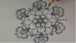 Amazing pencil art rangoli simple &easy festival creative rangoli @liniviyacreativerangoli9974