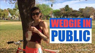 Guy Wedgies Girl in Nerdy Panties at Public Park