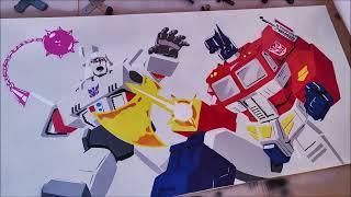 Dipingo Optimus Prime vs Megatron  Transformers con la Tecnica Spray Paint