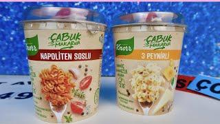 Knorr Çabuk Makarna İncelemesi Napoliten ve 3 Peynirli Bardak Makarna Lezzet Testi