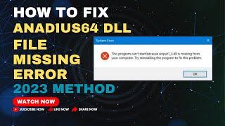 anadius dll How to Fix anadius dll Files Missing Error In Windows 1087 100% Works 2023