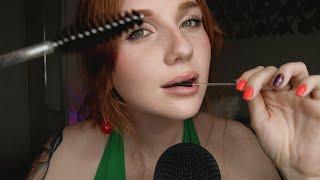 ASMR  Doing Your Eyebrows  mouth sounds spoolie nibbling & clicky whispers 