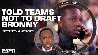 Stephen A. reacts to Bob Myers saying Rich Paul called teams to NOT draft Bronny  First Take