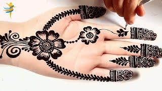 Latest Beautiful Floral Henna Design front hand - simple mehndi design Tutorial