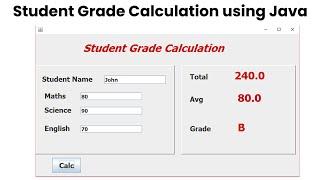 Student Grade Calculation using Java