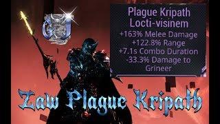 Warframe - Zaw Plague Kripath - Insane Riven Build +300 Range +600 Damage .