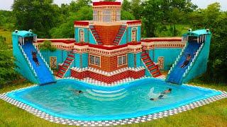 Full Video Building Villa House Twine Water Slide & Design Swimming Pool For Entertainment Place