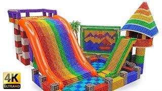 DIY - Build A Rainbow Inflatable Water Slide Pool With Magnetic Balls Satisfaction - Magnet Balls