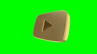 Green Screen Animated Gold Play Button  Free Download