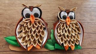 Kanzashi Owl  Owl made of Ribbon  Kanzashi Ribbon fridge magnet  Handmade gift ideas