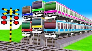 【踏切アニメ】あぶない電車 Train vs Thomas  Fumikiri3D Railroad Crossing Animation #1