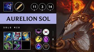 Aurelion Sol Mid vs Twisted Fate Triple Kill Godlike - KR Master Patch 14.19