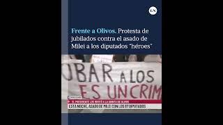 Protesta de jubilados contra el asado de Milei a los 87 diputados “héroes”