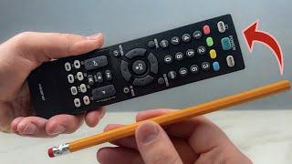Even the rich do it Repair the remote control with a pencil