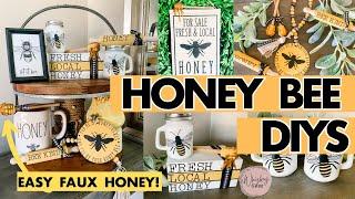 10 High-End Bee & Honey-Themed DIYS  Easy Faux Fake Honey   Dollar Tree Tiered Tray Decor