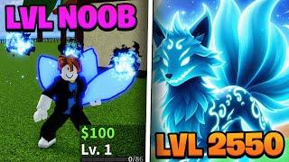 Level 1 - 2550 With KITSUNE FRUIT Noob To Pro in Blox Fruits Roblox