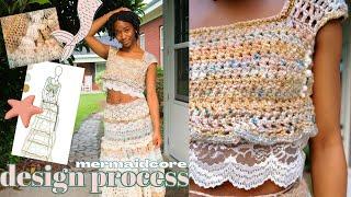 crochet design process mermaidcore 🫧‍️⋆  crochet onto lace beading top & maxi skirt