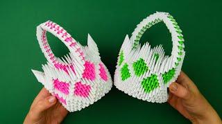 How to make a paper basket. 3D origami tutorial