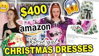 $400 AMAZON & ROSEGAL CHRISTMAS DRESS HAUL   CHRISTMAS DRESSES HOLIDAY 2019