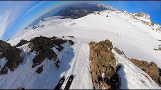 Skiing The High Line Off The Nubes Chair at Cerro Catedral Bariloche Argentina