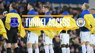 PLAYERS STAND TOGETHER IN EMOTIONAL SHOW OF SUPPORT TO UKRAINE TUNNEL ACCESS EVERTON V MAN CITY