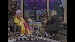 Dame Edna with Grace Jones interview - 1989. Duet with Tony Curtis I want to be loved by you.