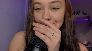 ASMR whisper ramble clicky mouth sounds + hand movements