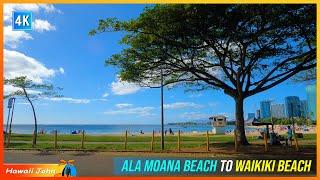 Ala Moana Beach to Waikiki Beach ️ Queens Beach  Kalakaua Ave and Kuhio Ave  Hawaii 4K Driving