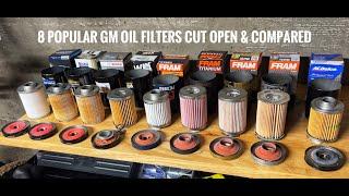 8 Top GM Oil Filters Cut Open - 2 Clear Winners Fram Bosch Wix Purolator AC Delco